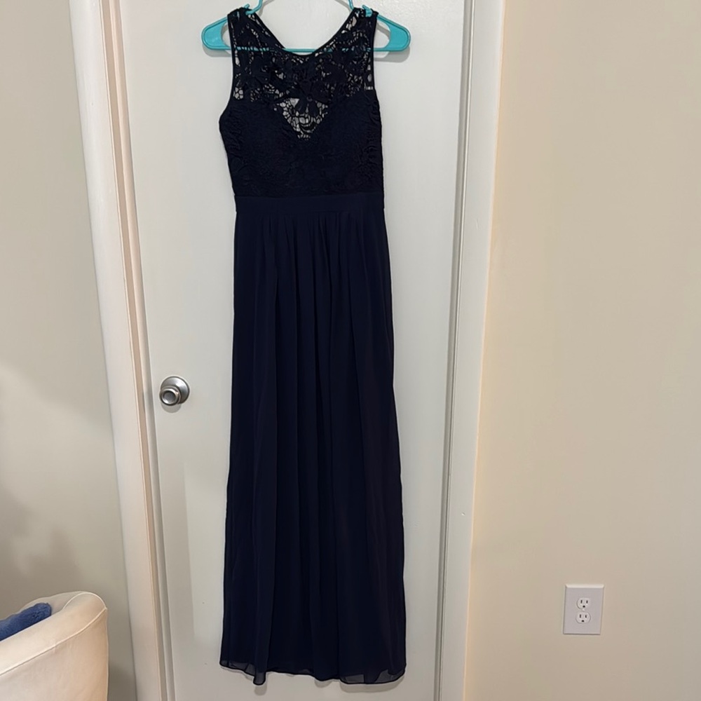 Elegant navy Lace Evening Dress